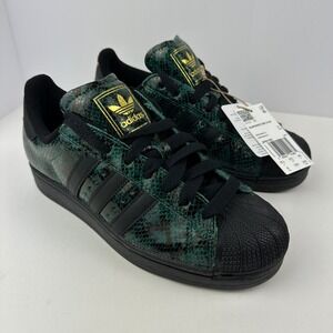 Adidas Superstar II W Green Snakeskin Black Shell Toe Womens Sneakers Size 8